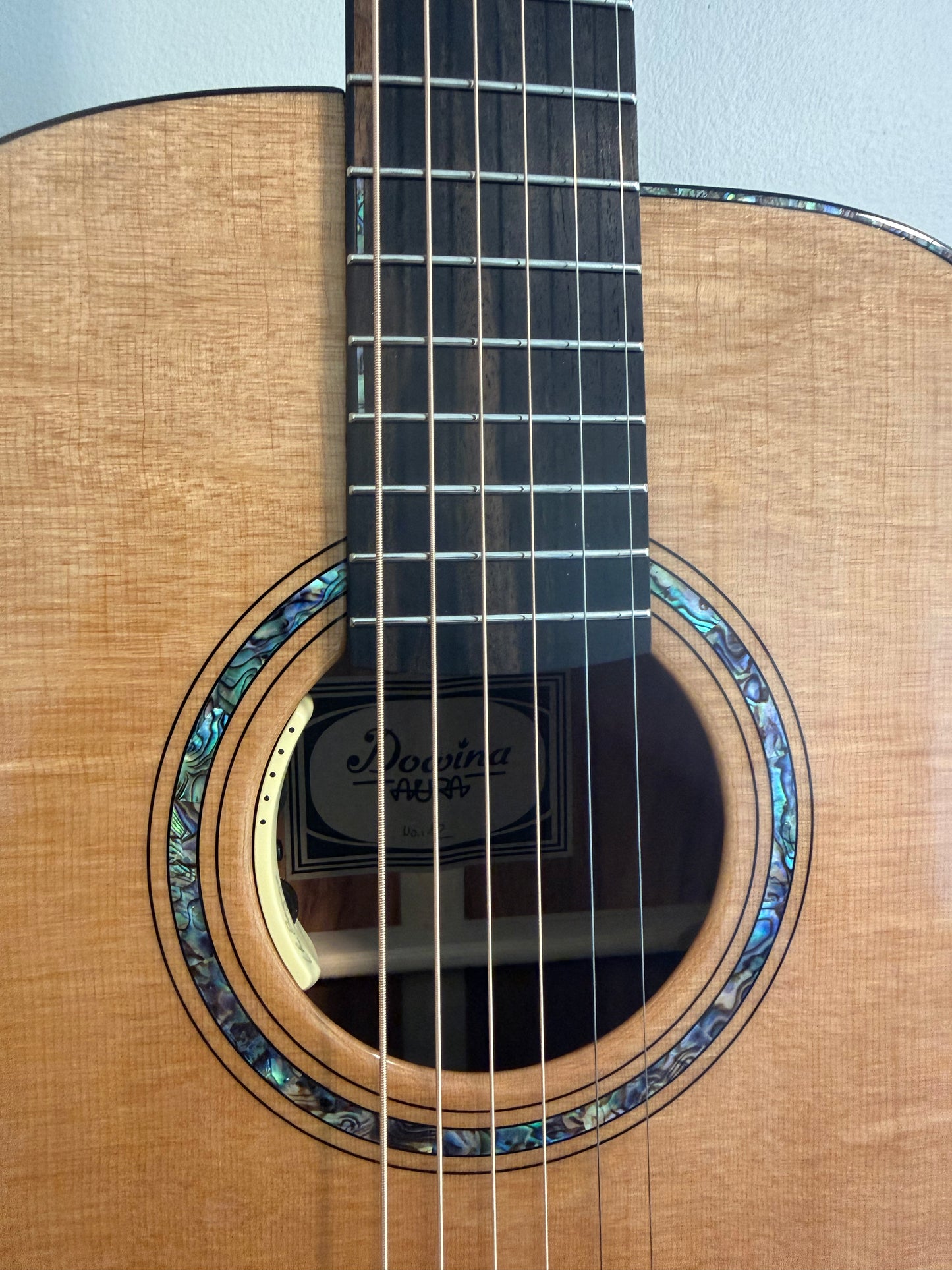 Dowina Aura - Old Stock Sitka Bearclaw Spruce/Macacuba with LR Baggs Anthem and custom Italian Hardshell Case