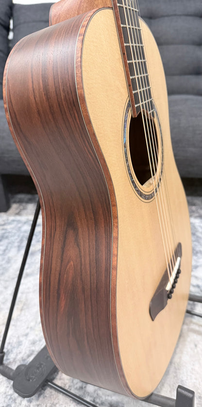 Dowina Cocobola Bona Vida Acoustic Guitar Old Stock Sitka/Cocobolo Parlor Sized with Custom Italian Hardshell Case