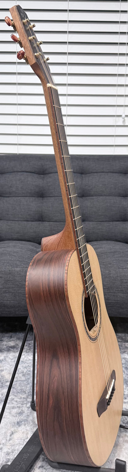 Dowina Cocobola Bona Vida Acoustic Guitar Old Stock Sitka/Cocobolo Parlor Sized with Custom Italian Hardshell Case