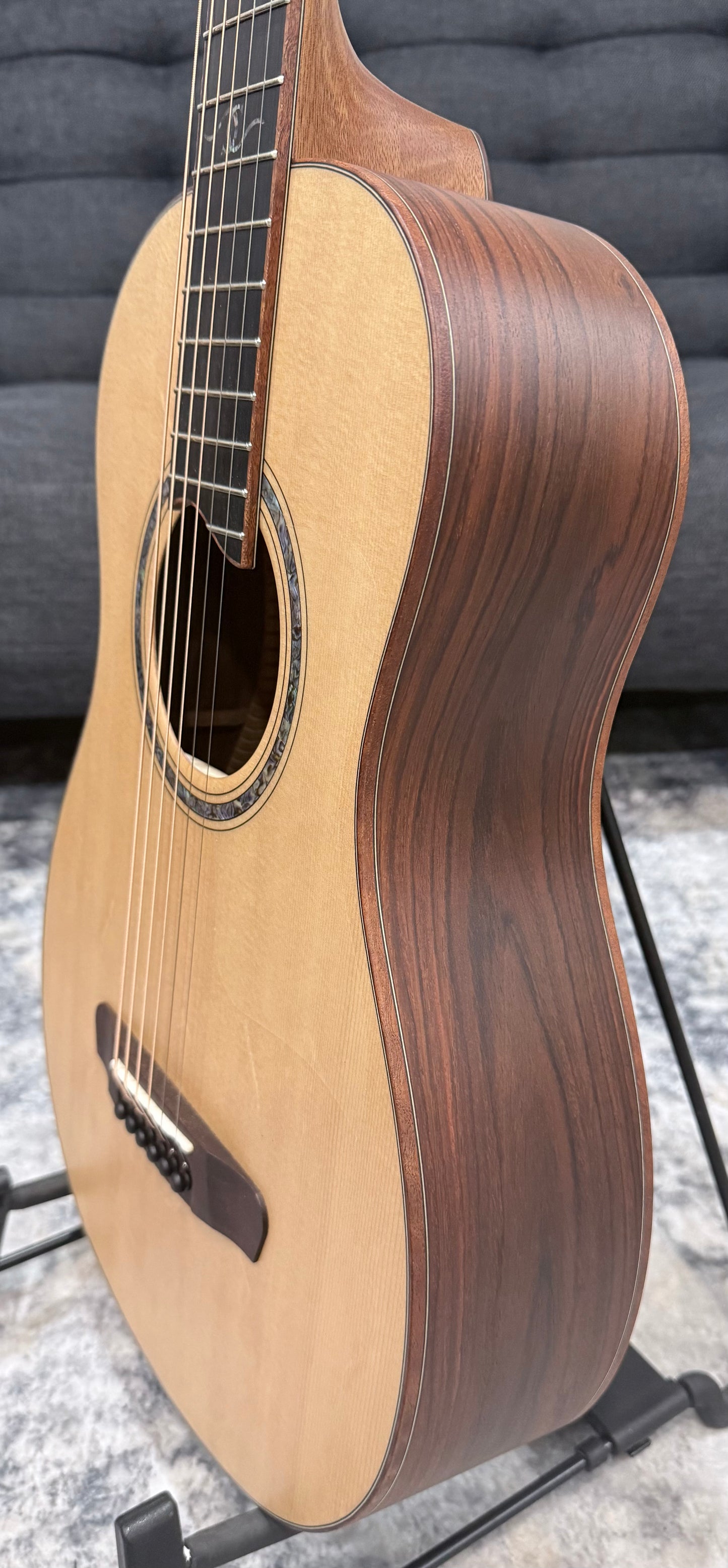 Dowina Cocobola Bona Vida Acoustic Guitar Old Stock Sitka/Cocobolo Parlor Sized with Custom Italian Hardshell Case