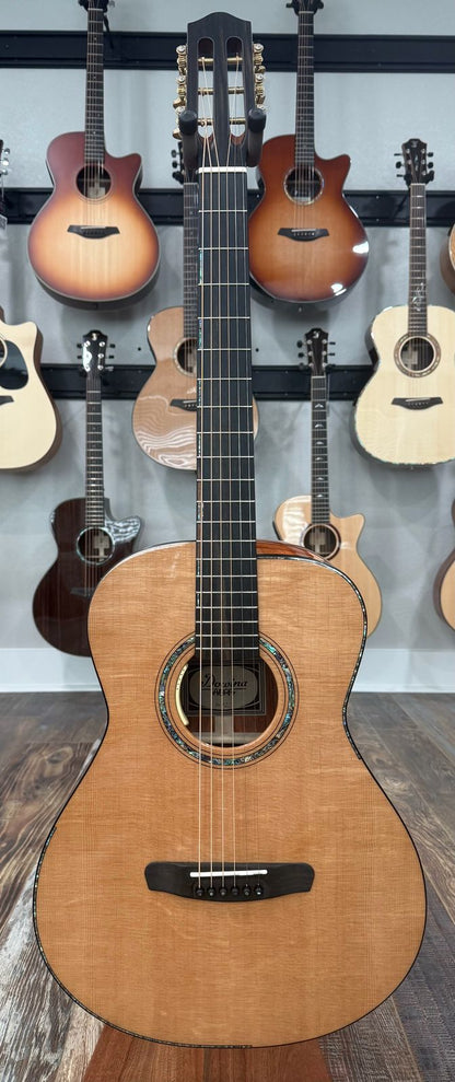 Dowina Aura - Old Stock Sitka Bearclaw Spruce/Macacuba with LR Baggs Anthem and custom Italian Hardshell Case