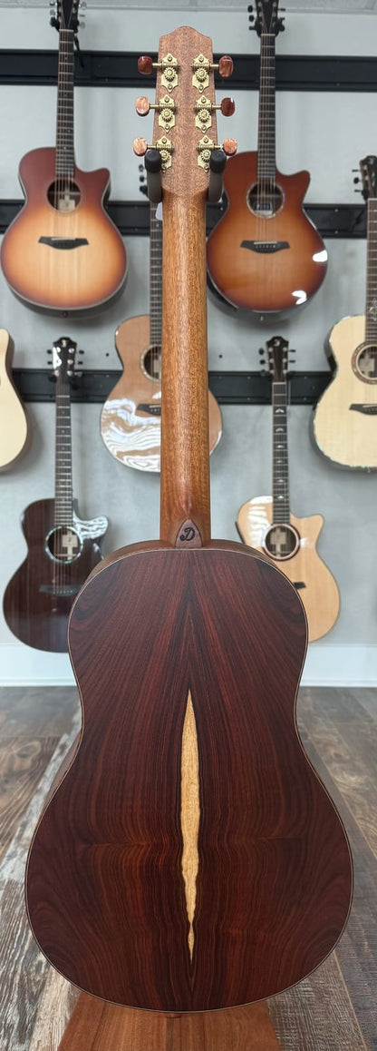 Dowina Cocobola Bona Vida Acoustic Guitar Old Stock Sitka/Cocobolo Parlor Sized with Custom Italian Hardshell Case